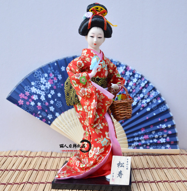 日本娃娃日式人形12寸,日本绢人手工绢人,传统古代娃娃y69松寿