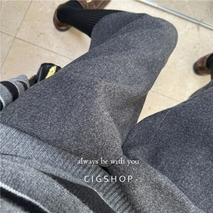 宽松阔腿率性羊毛呢七分裤女直筒加厚秋冬7分中裤显瘦休闲裤子