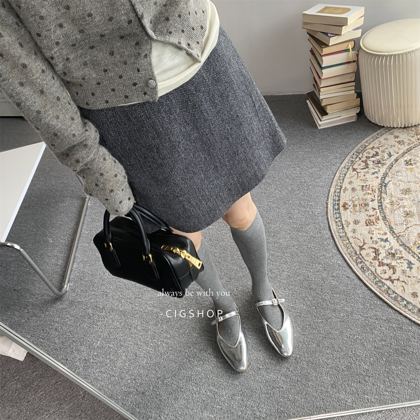 精纺羊毛迷你短裙 2025秋冬新款小个子高腰修身灰色半裙毛呢A字裙