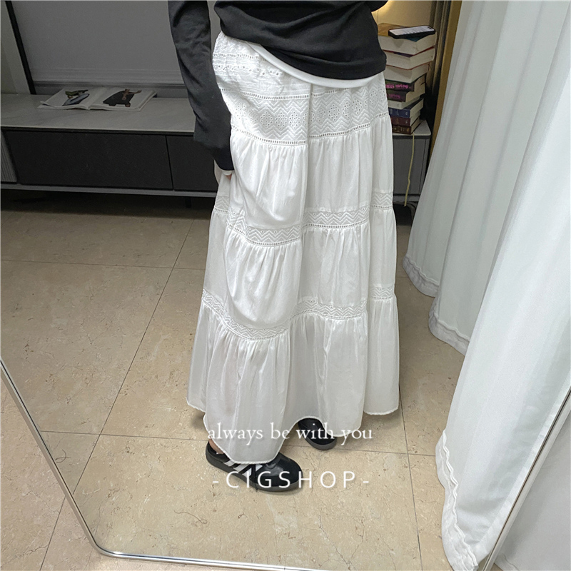 真丝+棉重工镂空提花刺绣半裙