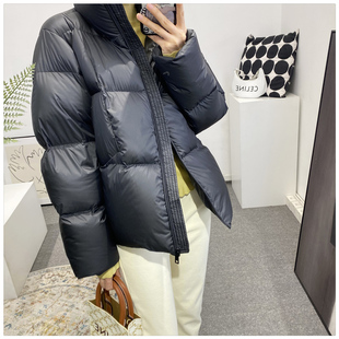 不退换 轻巧蓬松哑光白鸭绒短款面包式羽绒服女小个子保暖外套冬