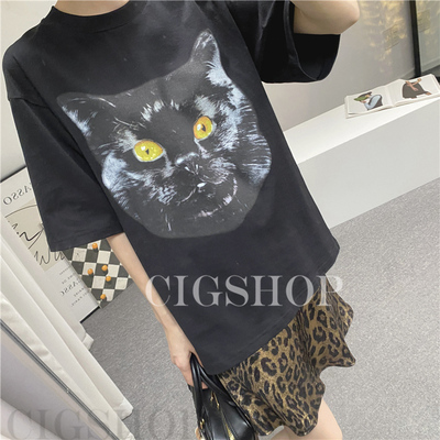 短袖tee休闲慵懒风猫咪印花