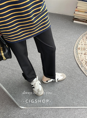 一秒瘦10斤 经典软糯质感黑色小开叉休闲西裤女秋季新款小脚裤