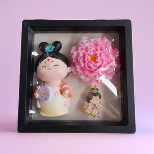 洛阳精品文创可爱侍女加牡丹花冰箱贴旅游纪念品磁吸伴手礼
