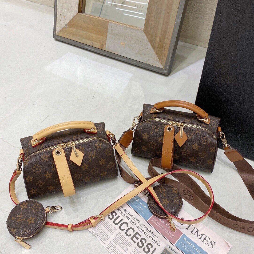 优草芳正品女包2026新款老花波士顿枕头包时尚印花手提包单肩斜挎