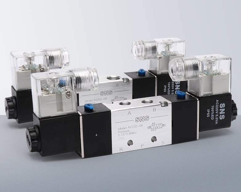 sns神驰气动双线圈电磁阀4v120/220/320/420/230c/330c/430c