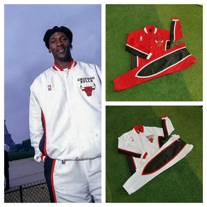 公牛队复古风衣夹克经典棒球服外套运动套装秋冬薄款篮球出场服