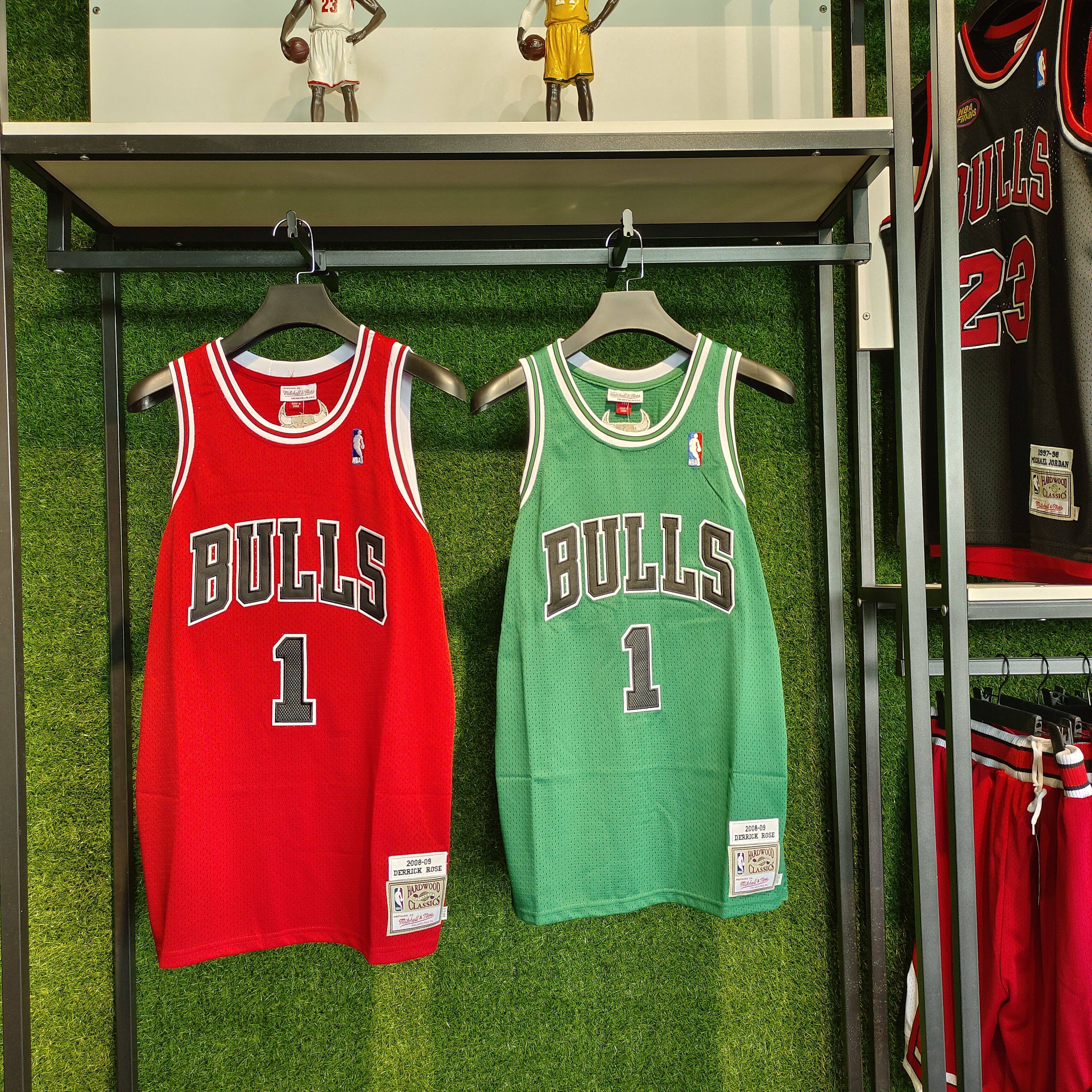 【高品质】美版公牛队罗斯球衣复古1号圣帕特里克环保周网眼密绣