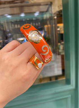 意大利品牌LA NOUVELLE BAGUE珐琅彩套装·戒指手镯 品牌辨识度强