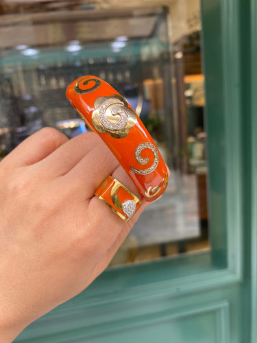 意大利品牌LA NOUVELLE BAGUE珐琅彩套装·戒指手镯 品牌辨识度强