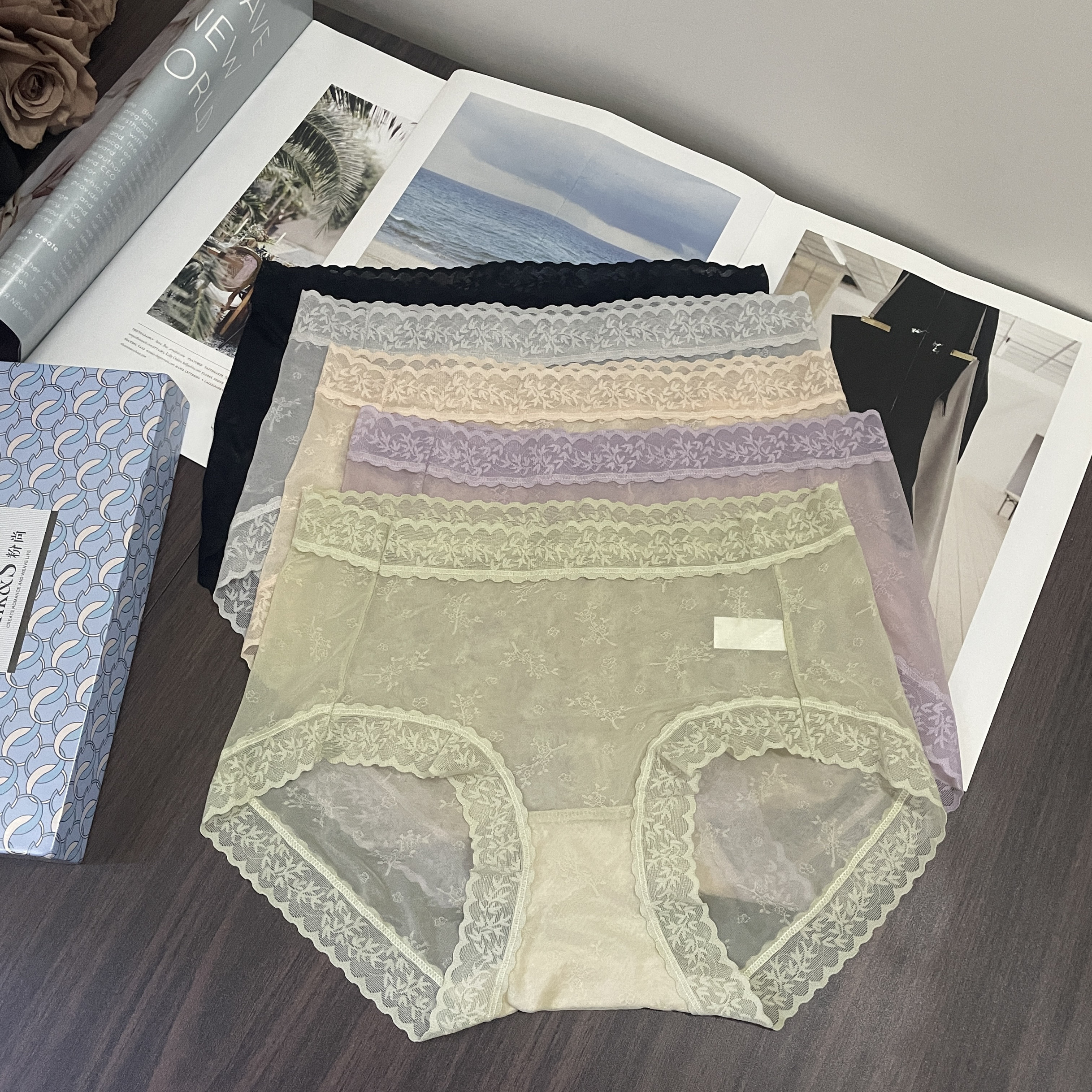 F尚蕾丝无痕透气女三角裤