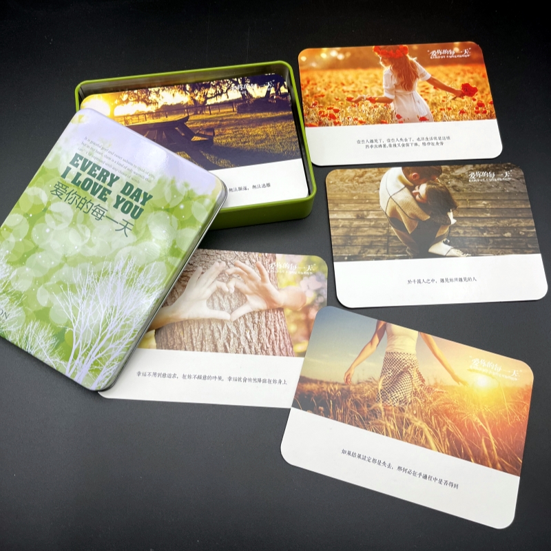 爱你的每一天真情告白浪漫情话句子明信片甜蜜爱情贺卡卡片铁盒装