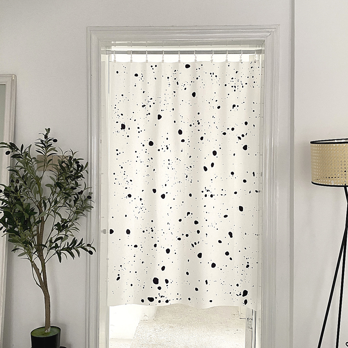 黑白撞色泼墨门帘桌布帘子