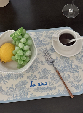 ins风法式复古文艺皮革防水免洗桌垫餐垫西餐吧台餐具垫及时擦油