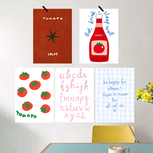 ins韩风小清新甜品店卡通手绘画报背景海报纸简约咖啡馆家居装饰