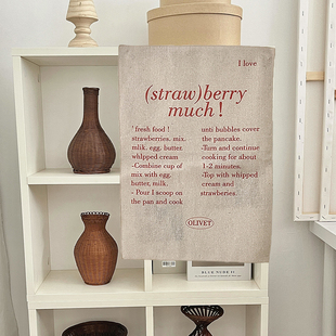 ins红色字母餐巾挂布英文装饰布文艺背景布软装氛围家居复古拍照