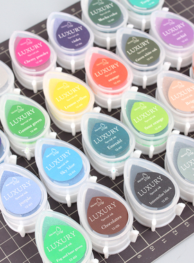 手帐装饰硅胶印章学生用品章子印油水性可洗水滴珠光海绵24色印泥