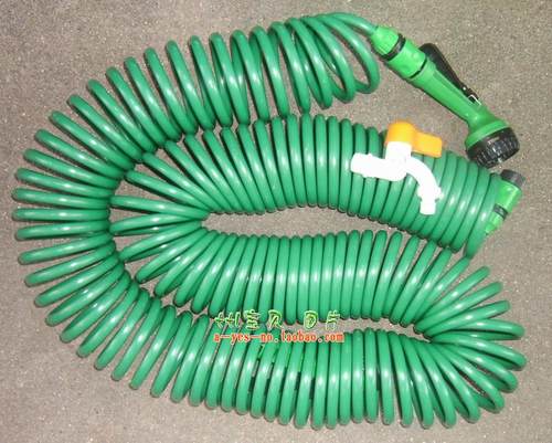 浇花 洒水用15米弹簧管和七功能喷枪套装