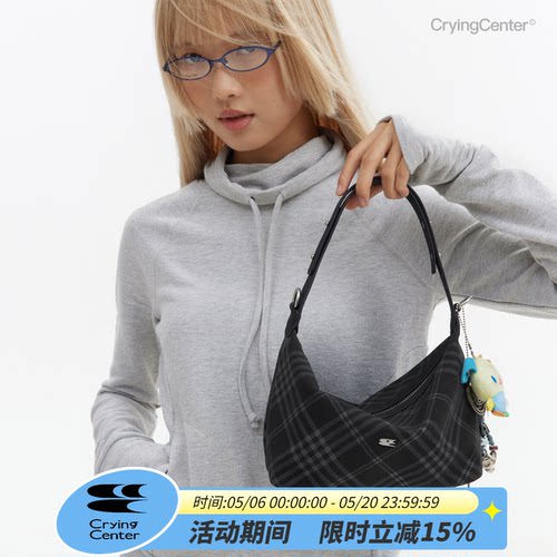 cryingcenter格纹青春流行斜挎包