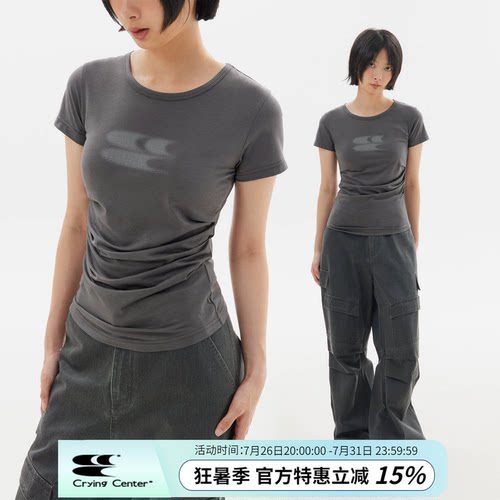 短袖青春流行薄收腰女