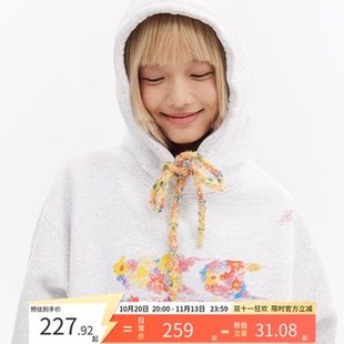 CryingCenter 手绘花园3c抽绳加绒连帽卫衣 哭喊中心