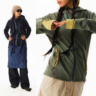 女款 斜门襟连帽外套 哭喊中心 重磅撞色修身 CryingCenter