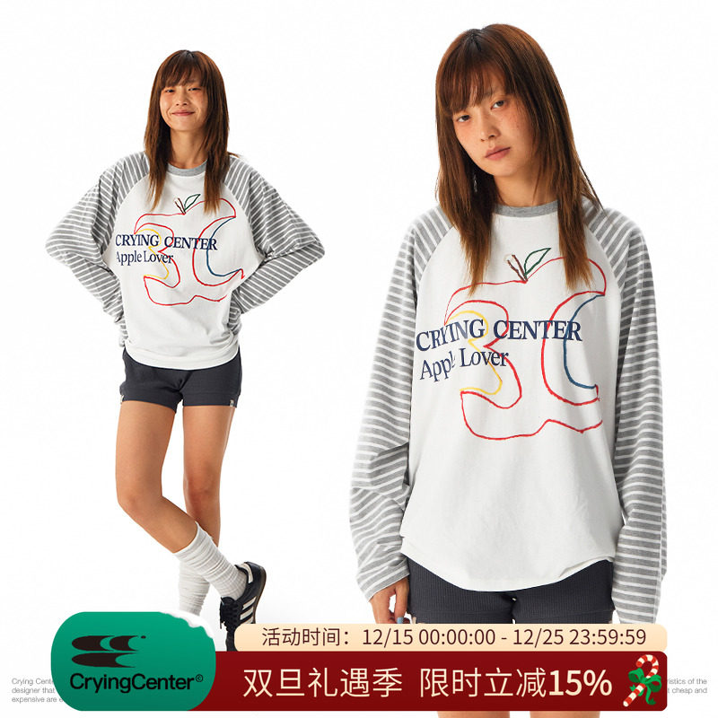 CryingCenter 3C苹果条纹插肩袖长tee 哭喊中心