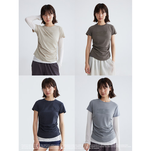 CryingCenter凉感系列2026新配色渐变logo褶皱收腰上衣 哭喊中心