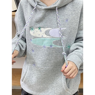 CryingCenter 哭喊中心 碎花格纹拼布加绒卫衣