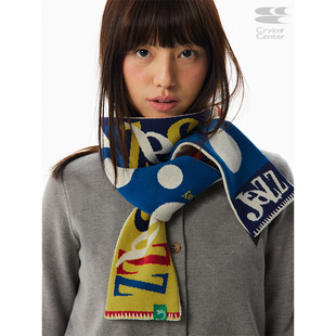 CryingCenter 彩色糯感小围巾冬日百搭 摇粒绒拼接针织双面复古