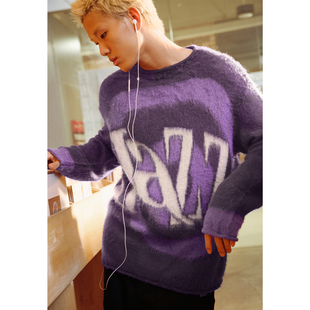 CryingCenter JazzDay含羊毛马海毛漩涡音场提花卷边宽松毛衣