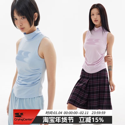 CryingCenter 高领凉感冰皮面料无袖上衣背心 哭喊中心