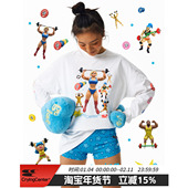 CryingCenter健身举重杠铃肌肉人印花速干运动长袖 TEE男女款