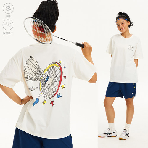 CryingCenter 复古羽毛球插画速干凉感TEE 中性 哭喊中心