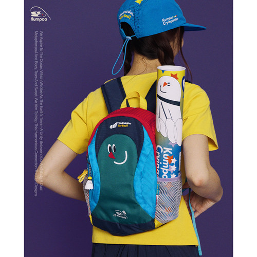 CryingCenter×kumpoo薰风羽毛球联名系列彩色拼接可爱双肩小书包