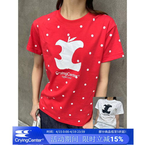 CryingCenter 女款3C苹果波点正肩tee 哭喊中心