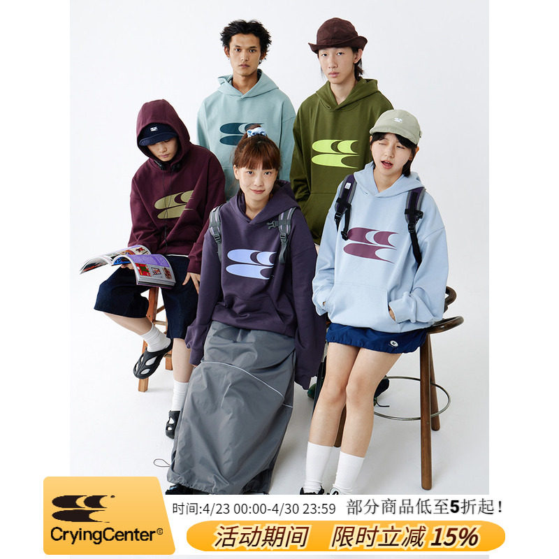 CryingCenter 新款经典3C LOGO连帽套头卫衣长袖哭喊中心