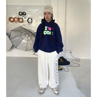 ccc love 连帽套头卫衣休闲百搭情侣哭喊中心 爱心i CryingCenter