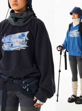 CryingCenter 3c滑雪场复古洗水圆领加绒卫衣 男女款 哭喊中心
