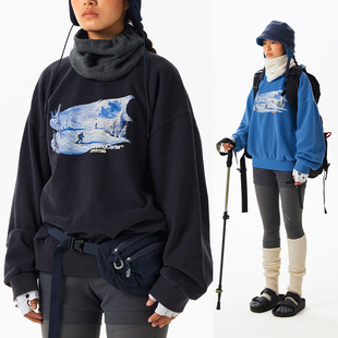哭喊中心 男女款 CryingCenter 3c滑雪场复古洗水圆领加绒卫衣