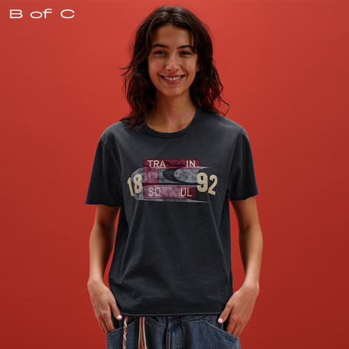 CryingCenter联名bofc 复古做旧洗水褪色毛边贴布绣花短袖TEE