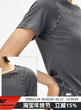 CryingCenter 彩线雪花纱正肩修身短袖tee 哭喊中心