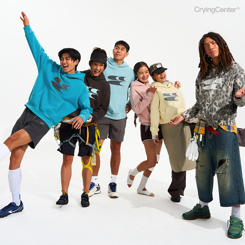 CryingCenter26秋冬经典Logo连帽套头加绒卫衣复古中性哭喊中心