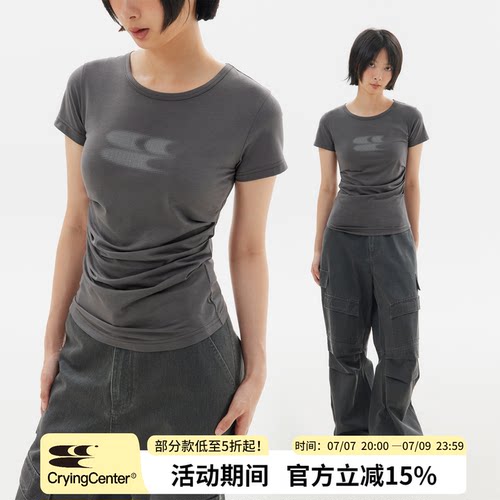 短袖青春流行薄收腰女