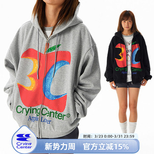 男女同款 短卫衣 哭喊中心 摇粒绒底3c苹果拉链女款 CryingCenter