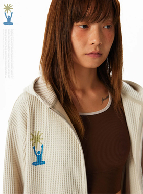 CryingCenter 太阳人华夫格针织复古拉链卫衣 哭喊中心