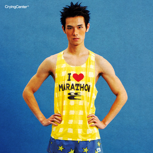 CryingCenter  I LOVE MARATHON马拉松跑步运动休闲男女格纹背心