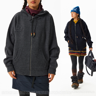 CryingCenter钢印logo连帽开衫 针织毛衣外套秋冬复古叠穿男女款