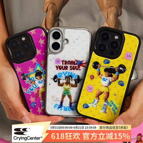 CryingCenter 健身女孩波点星星可爱亚克力电镀银边iphone苹果手机壳黑边 哭喊中心