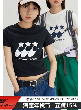 CryingCenter 多色彗星印花千禧纯棉圆领辣妹修身短款T恤哭喊中心